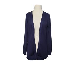 Spense Knits Cardigan Womens Size Medium Navy Blue Open Flutter Bottom Cardigan